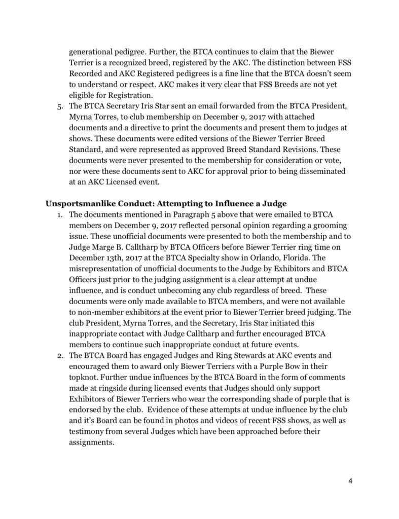 Formal AKC Complaint against the Biewer Terrier Club of America