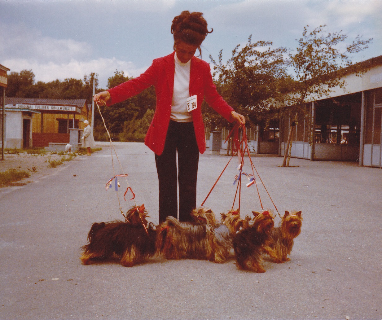 Mrs. Biewer and her Yorkshire Terriers at a Dog Show