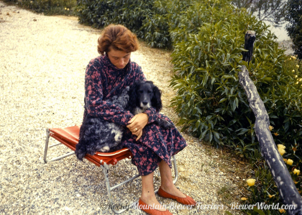 Gertrud and her dog at the campground in Spain