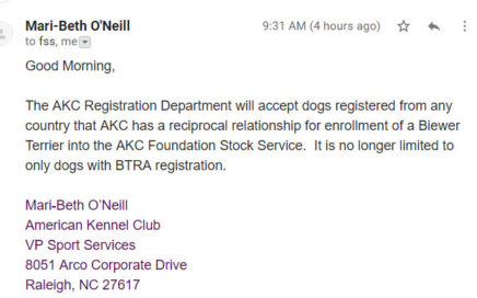 email from AKC Registration FSS