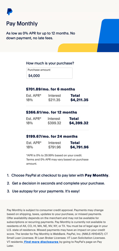 Paypal Puppy Financing