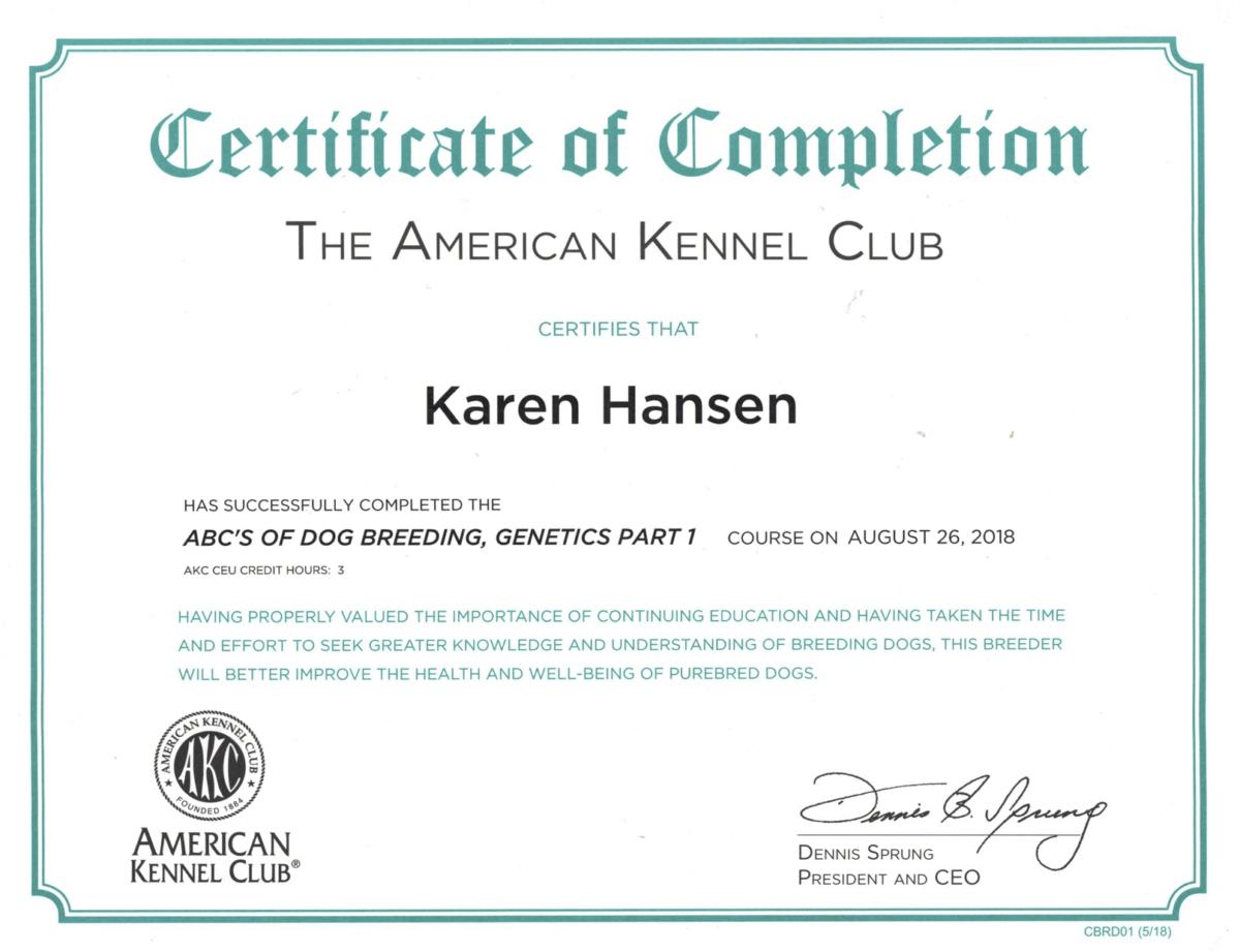 AKC Breeder Course Certificates Rocky Mountain Biewer Terriers